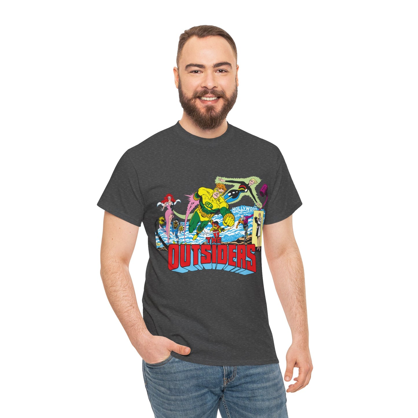 Outsiders T-Shirt - Amazing Jim Aparo Art - Black Lightning, Geo-Force, Katana, Metamorpho, Looker, Halo - DC Comics
