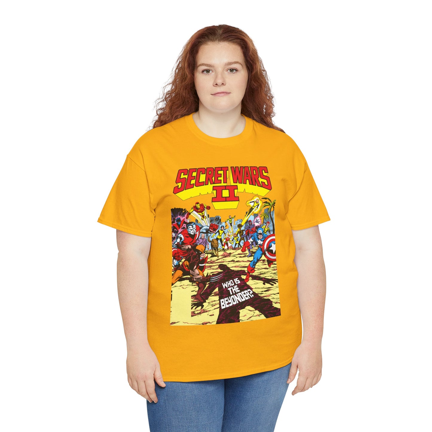 Secret Wars II T-Shirt - John Byrne Art - X-Men, New Mutants, Captain America - The Beyonder - Marvel Comics Series, 1980s