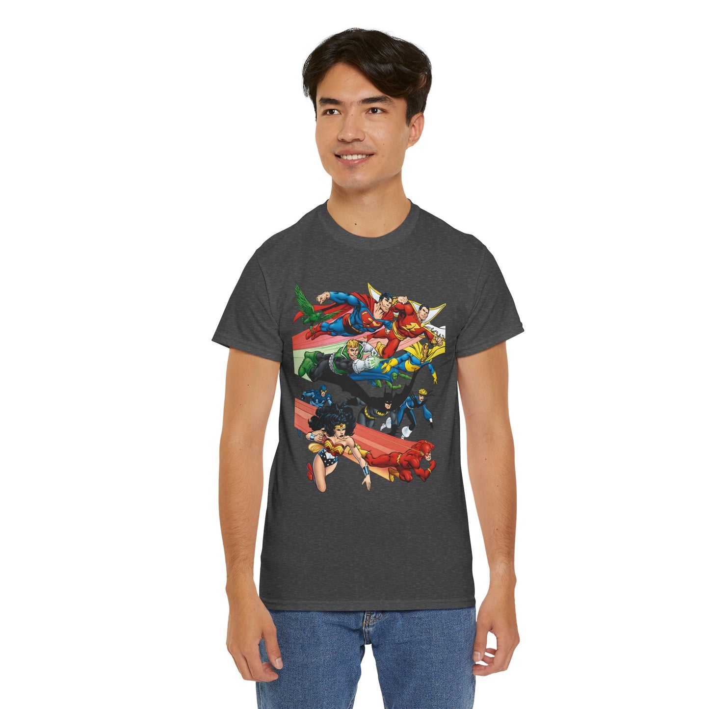 DC Legends T-Shirt - John Byrne Art - Superman, Dr Fate, Blue Beetle, Wonder Woman, Black Canary, Guy Gardner - DC Comics
