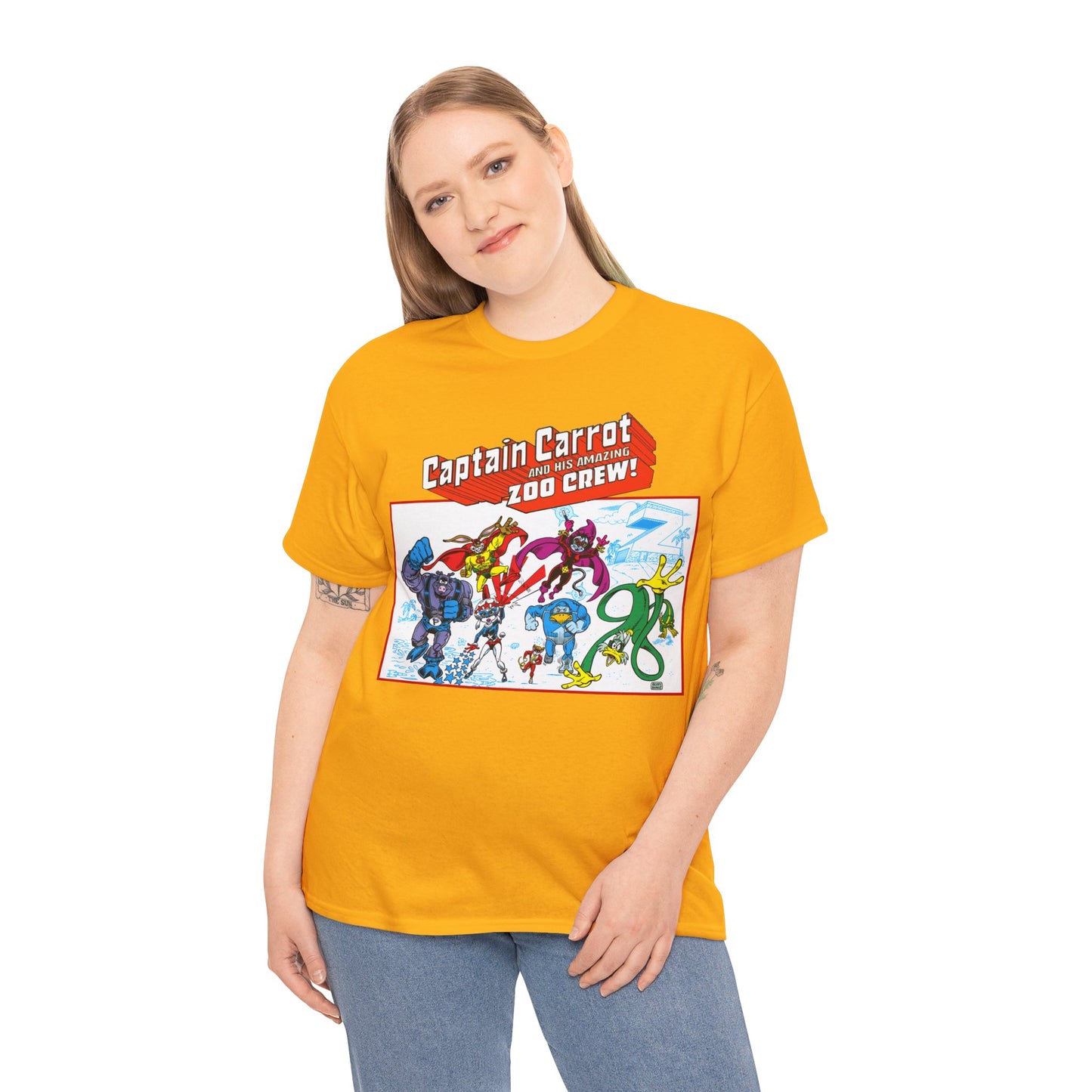Captain Carrot & His Amazing Zoo Crew T-Shirt - DC Comics Series - Funny Animal Retro 1980s - Pig-Iron, Yankee Poodle, Rubberduck