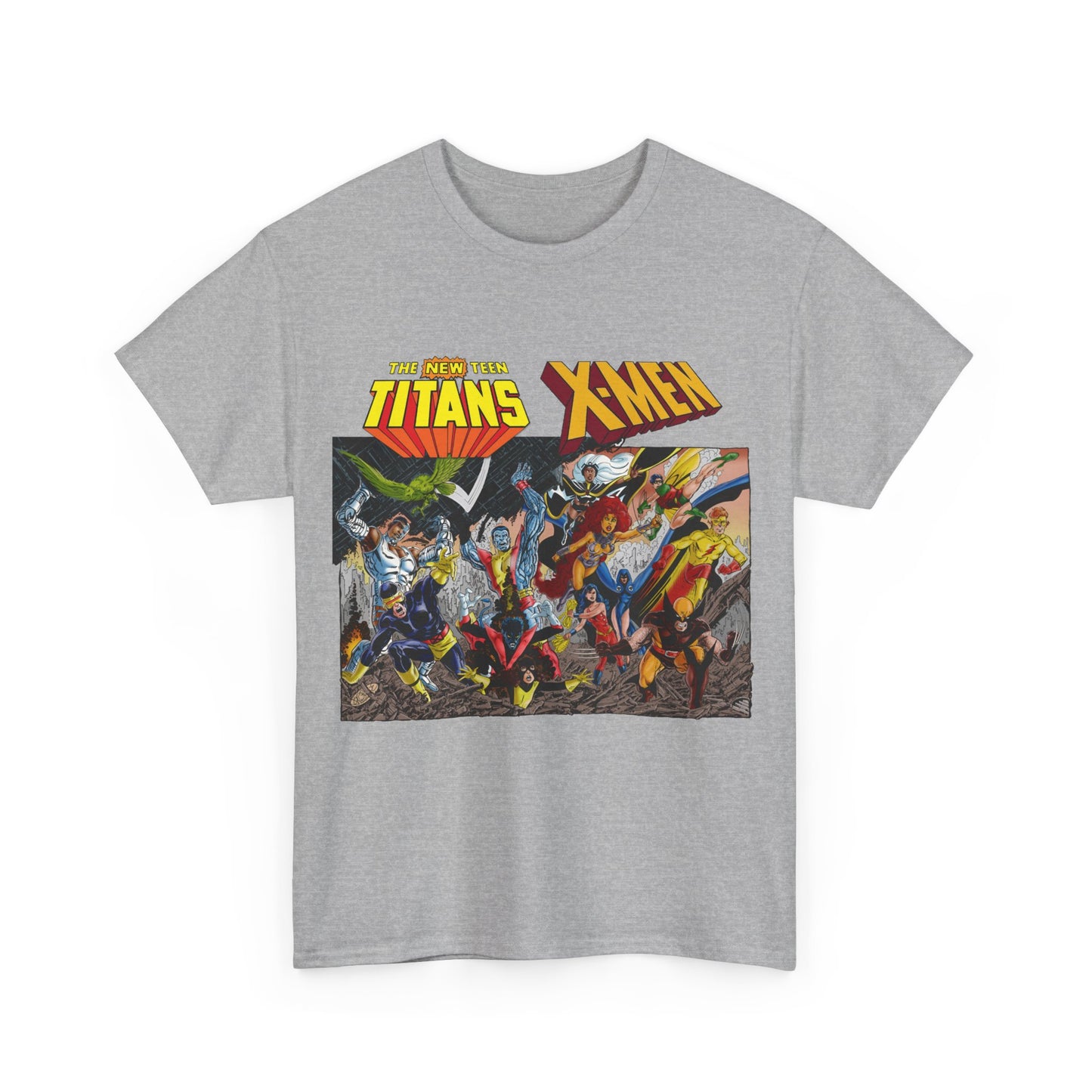 Uncanny X-Men Vs New Teen Titans T-Shirt - Amazing John Byrne Art - DC Comics, Marvel Comics Crossover - Wolverine, Starfire, Cyclops, Storm, Raven, Wonder Girl