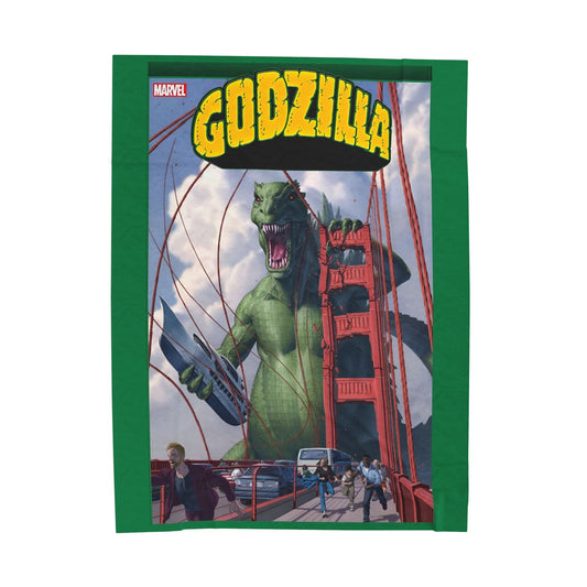 Godzilla Velveteen Plush Blanket 60x80" - Marvel Comics Art - King of the Monsters - Bronze Age Classic Comics