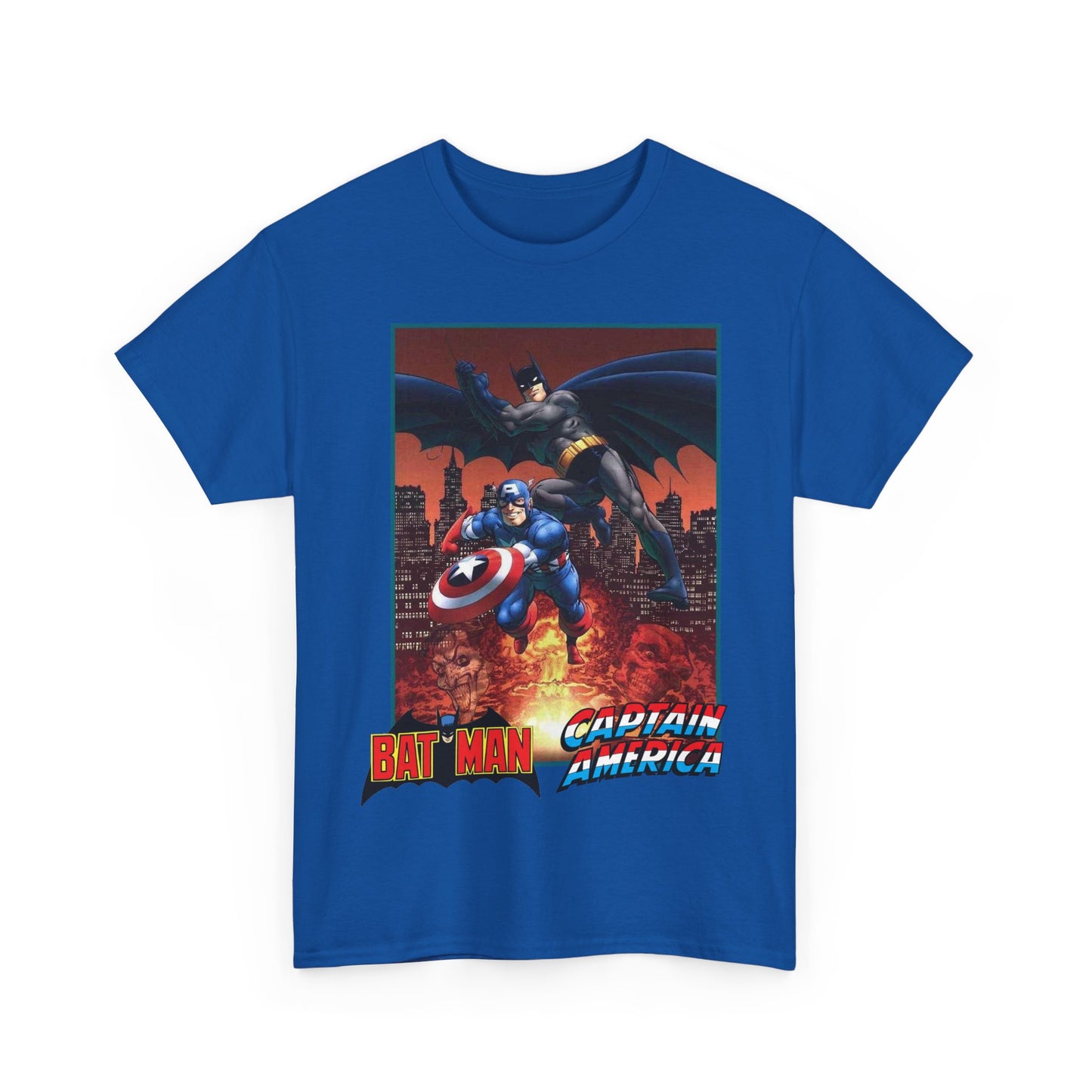 Batman & Captain America T-Shirt - John Byrne Art - Joker & Red Skull - Marvel & DC Comics Crossover Art