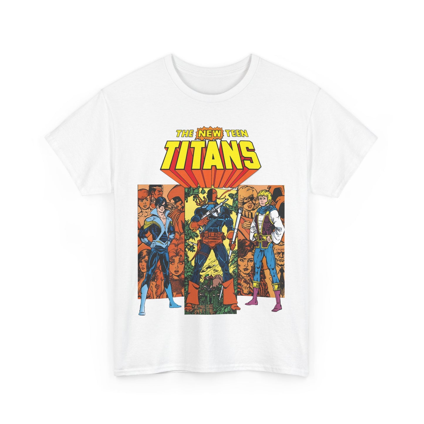 New Teen Titans T-Shirt - George Perez Art - Judas Contract - Nightwing, Jericho, Deathstroke, Changeling. Starfire - DC Comics