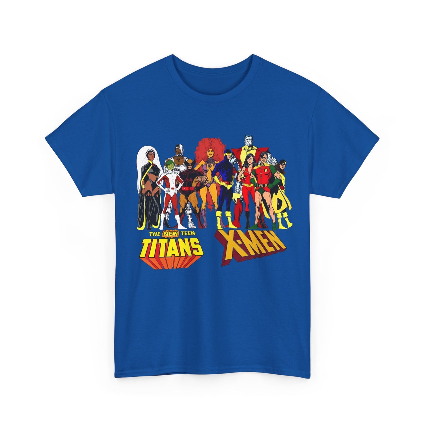 Uncanny X-Men & New Teen Titans T-Shirt - Wolverine, Cyclops, Storm, Wonder Girl, Robin, Cyborg, Raven - Phil Jimenez Art - DC Comics/Marvel Comics Crossover