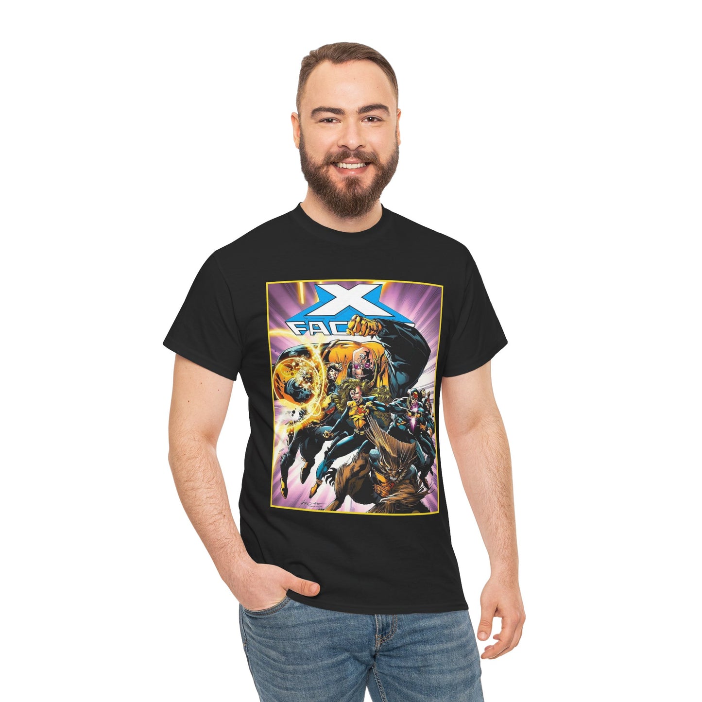 X-Factor T-Shirt - Larry Stroman Art - Polaris, Havok, Strong Guy, Jamie Madrox - X-Men Spin-Off - Mutant Heroes - Marvel Comics
