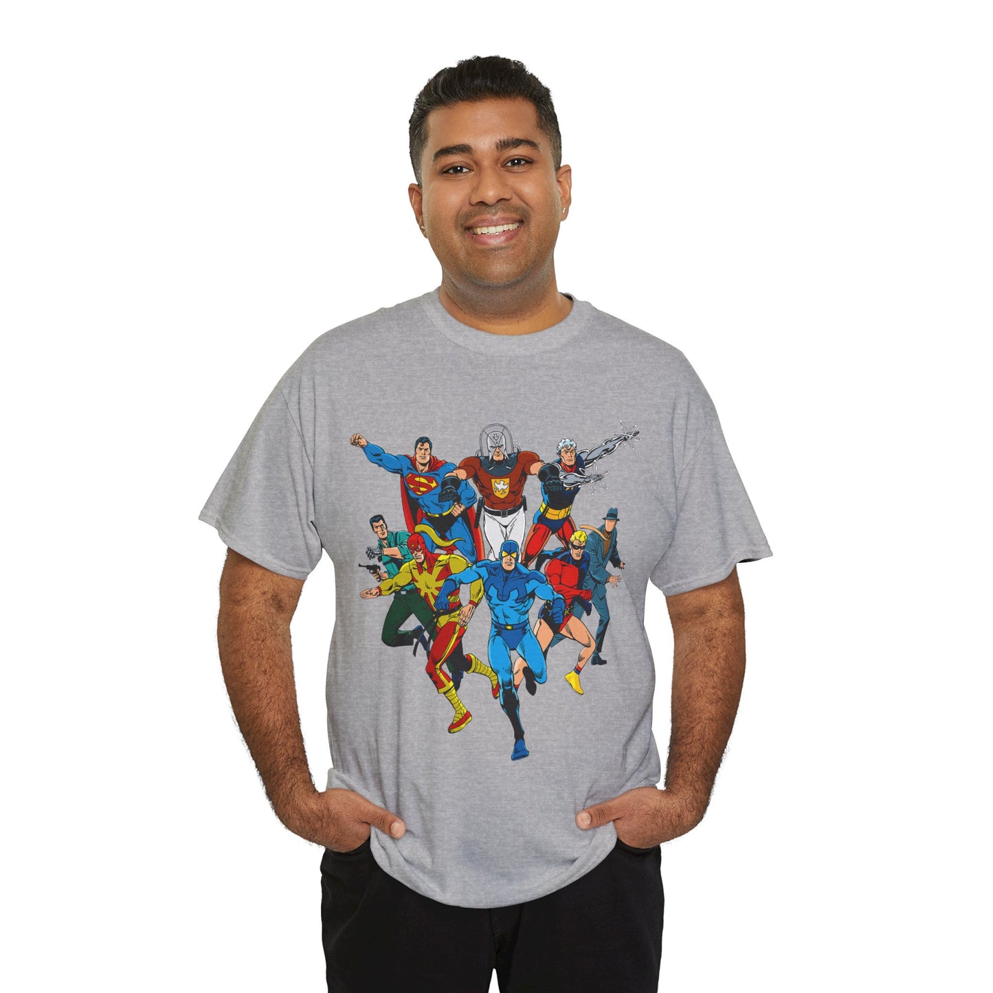 Charlton Characters T-Shirt - DC Comics - Captain Atom, Peacemaker, The Question, Blue Beetle, Judomaster