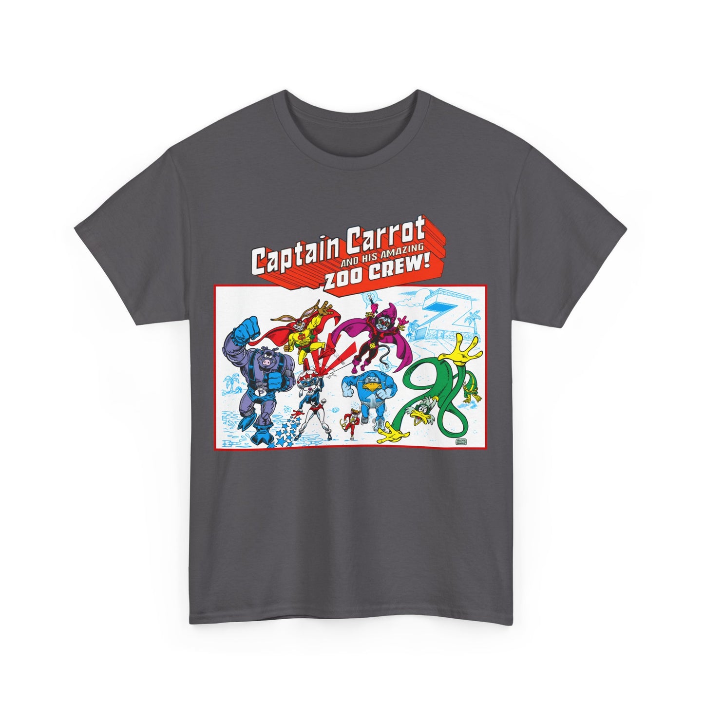 Captain Carrot & His Amazing Zoo Crew T-Shirt - DC Comics Series - Funny Animal Retro 1980s - Pig-Iron, Yankee Poodle, Rubberduck