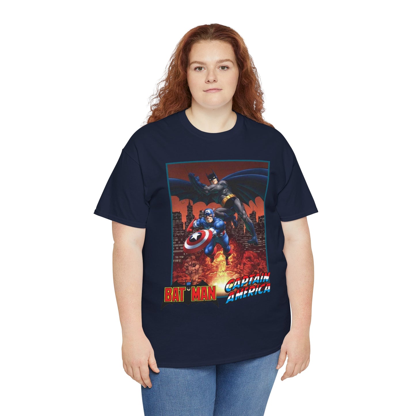 Batman & Captain America T-Shirt - John Byrne Art - Joker & Red Skull - Marvel & DC Comics Crossover Art