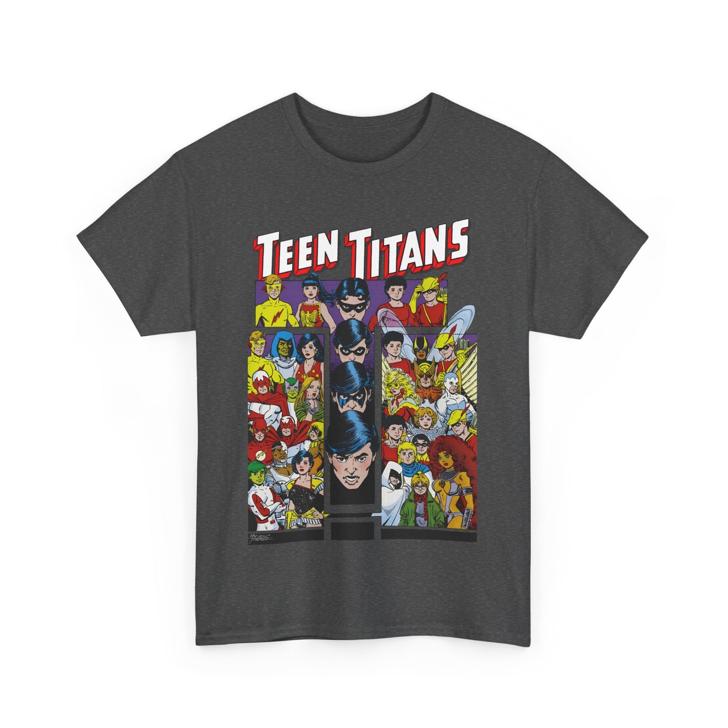 Teen Titans T-Shirt - George Perez Art - Wonder Girl, Bumblebee, Kid Flash, Starfire, Cyborg, Raven, Lilith, Flash, Hawn & Dove, Robin - DC Comics