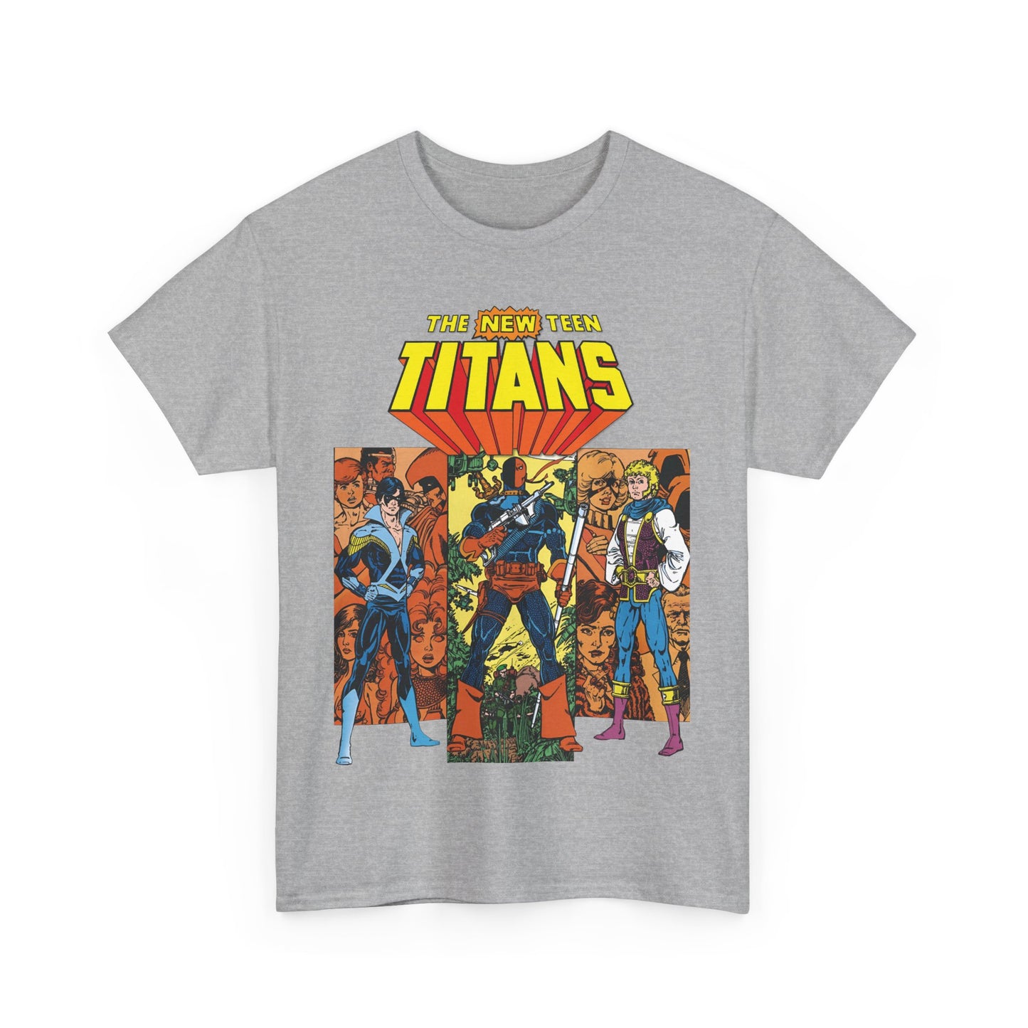 New Teen Titans T-Shirt - George Perez Art - Judas Contract - Nightwing, Jericho, Deathstroke, Changeling. Starfire - DC Comics