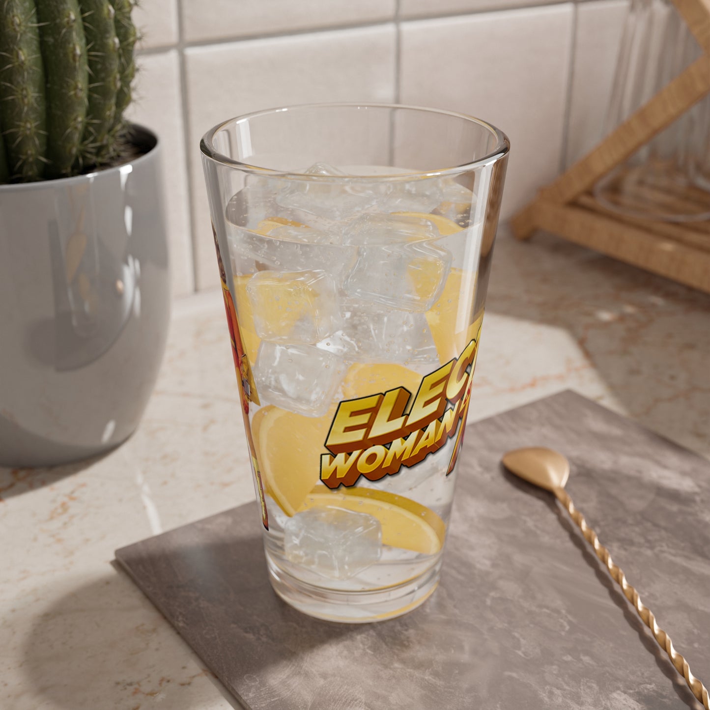 Electra Woman & Dyna Girl Pint Glass, 16oz - Krofft Supershow TV - Deidre Hall - Popular 70s Superhero Show