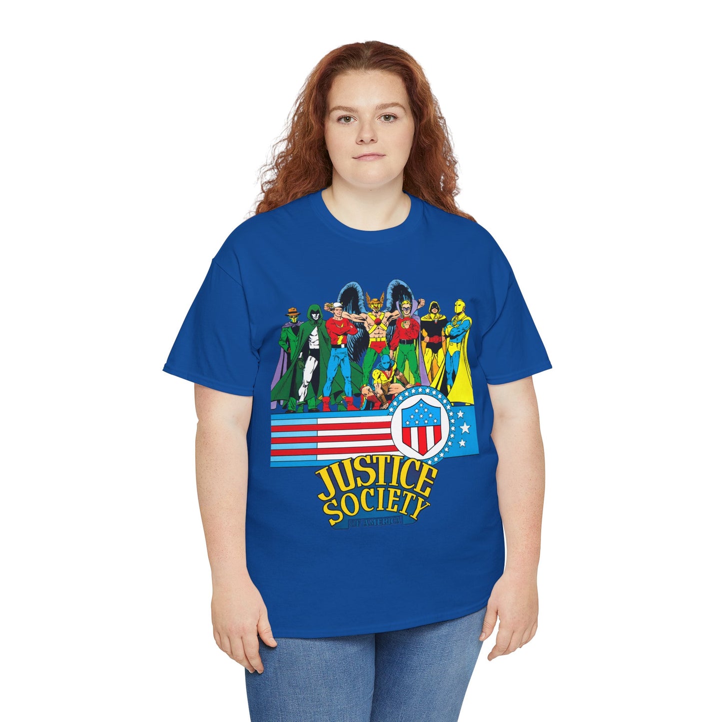 Justice Society of America T-Shirt - Amazing George Perez Art - History of the DC Universe - DC Comics - Dr Fate, Sandman, Flash, Hourman, Spectre, Hawkman