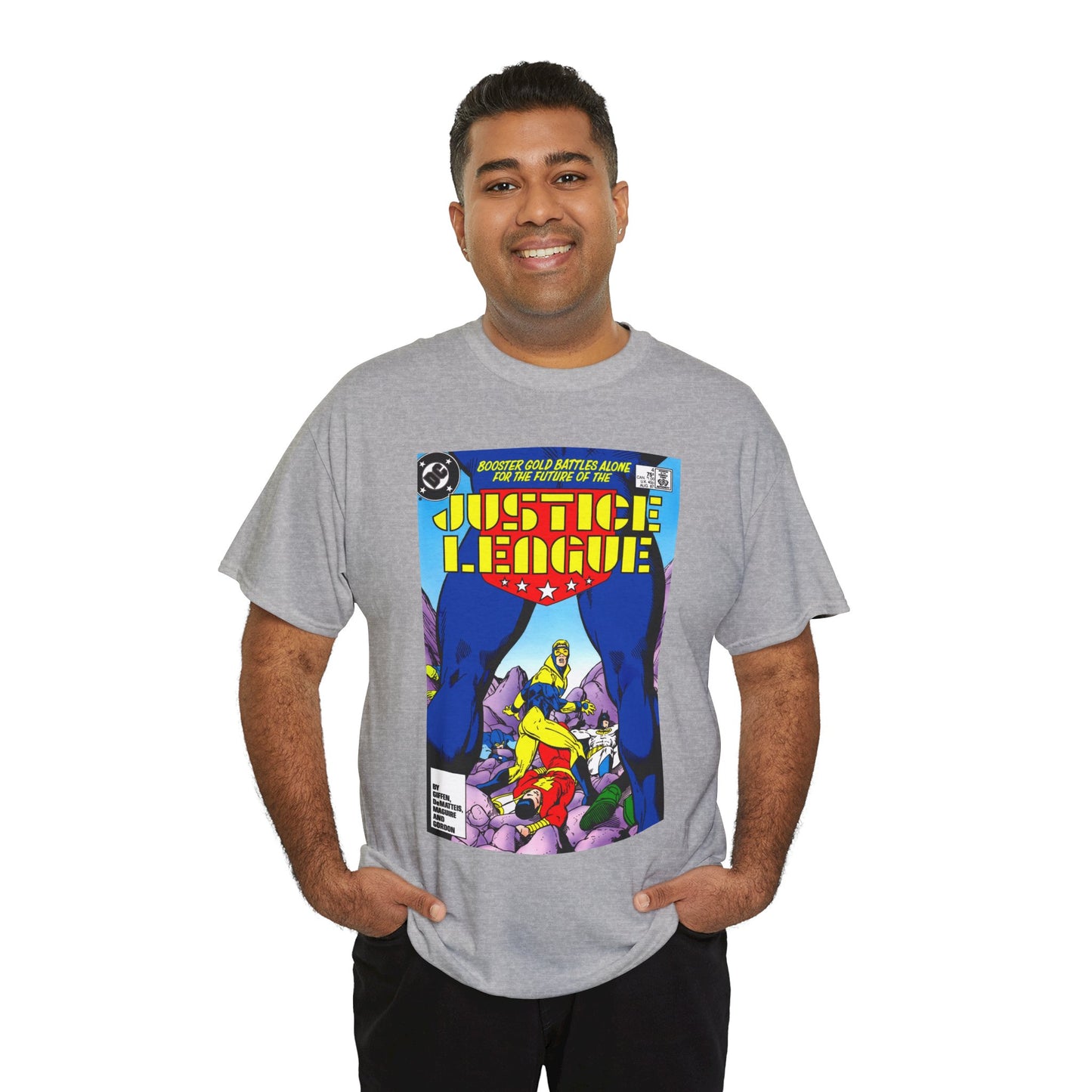 Justice League T-Shirt - Kevin Maguire Art - Booster Gold - DC Comics