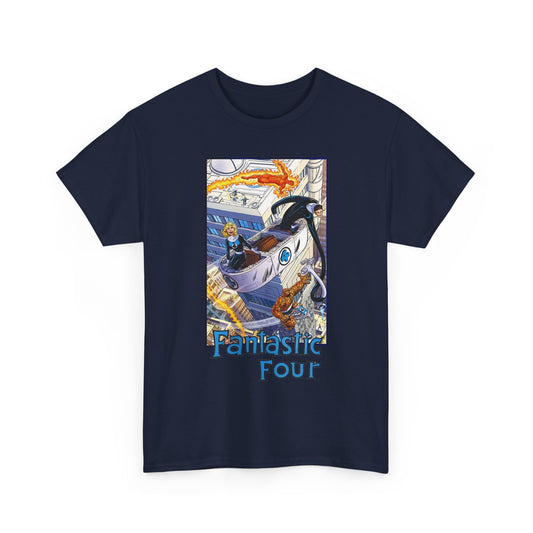 Fantastic Four T-Shirt - John Byrne Art - Invisible Woman, Thing, Human Torch, Reed Richards - Fantasticar, Baxter Building - Marvel Comics