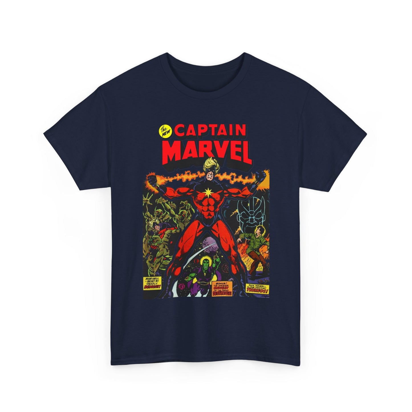 Captain Marvel T-Shirt - Jim Starlin Art - Thanos - Drax the Destroyer - Issue #32 Cover Art
