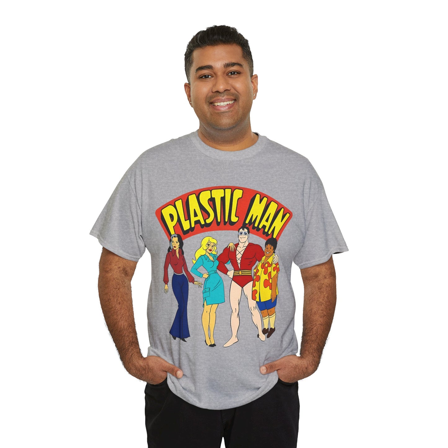 Plastic Man T-Shirt - Penny, Hula-Hula - Ruby-Spears Saturday Morning Cartoon 1980s - DC Comics Character