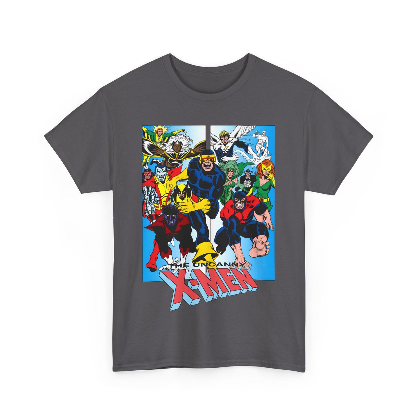 Uncanny X-Men T-Shirt - Classic Dave Cockrum Art - Popular Marvel Comics Series - Wolverine, Storm, Cyclops, Nightcrawler, Jean Grey, Iceman, Banshee, Beast