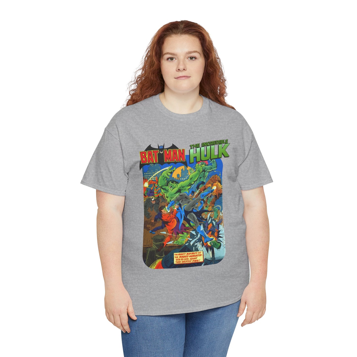 Batman & Incredible Hulk T-Shirt - DC/Marvel Comics 1970s Team-Up - Two-Face & Leader - Retro Art