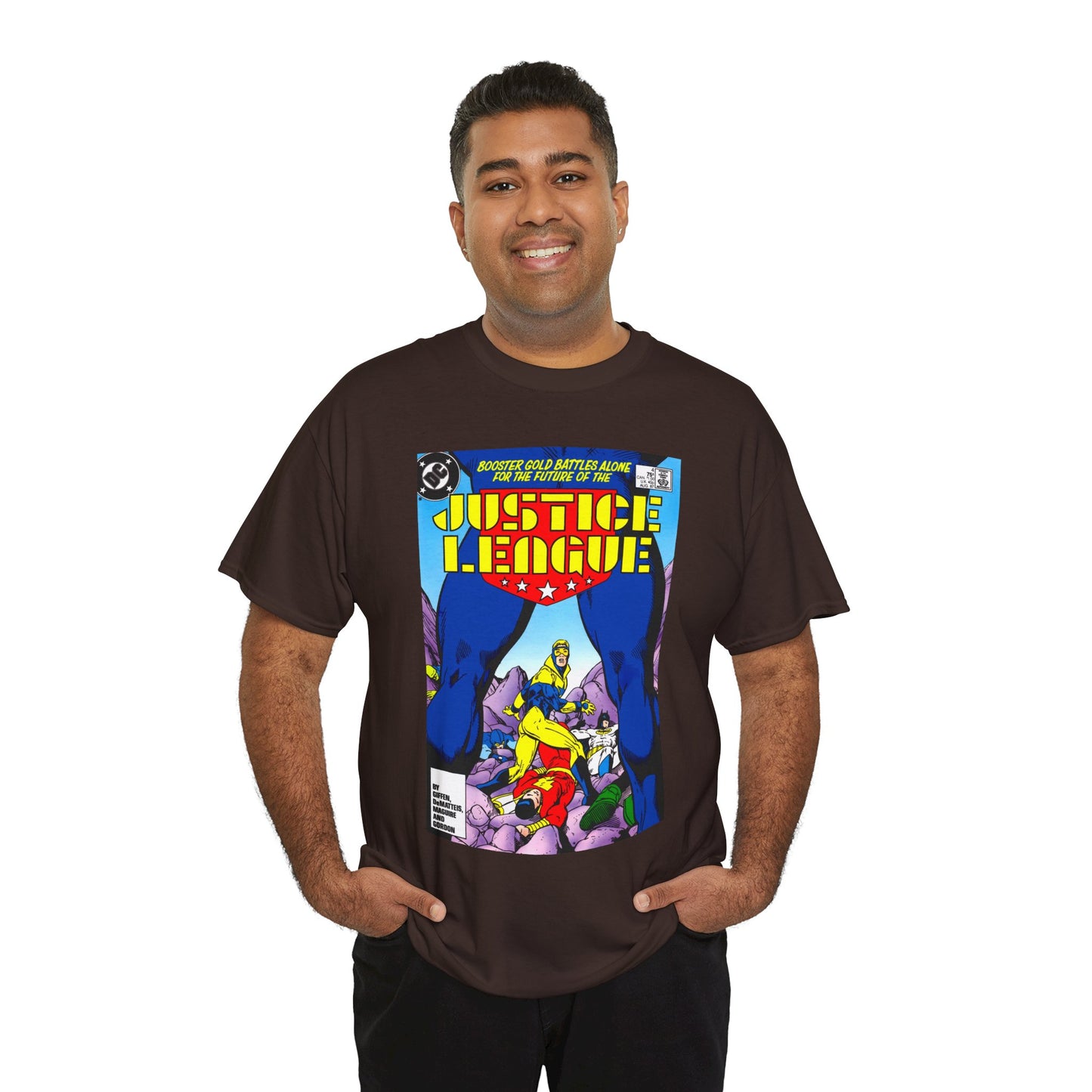 Justice League T-Shirt - Kevin Maguire Art - Booster Gold - DC Comics