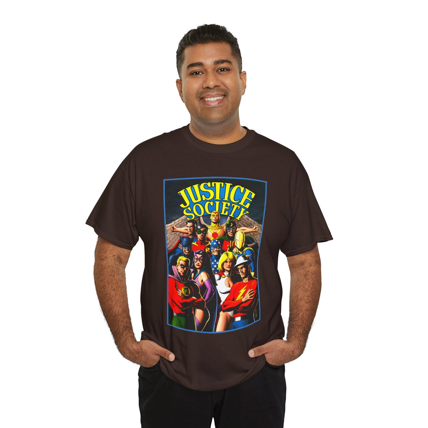 Justice Society T-Shirt - Brian Bolland Art - Dr. Fate, Huntress, Power Girl, Green Lantern, Hawkman, Wildcat - DC Comics - JSA