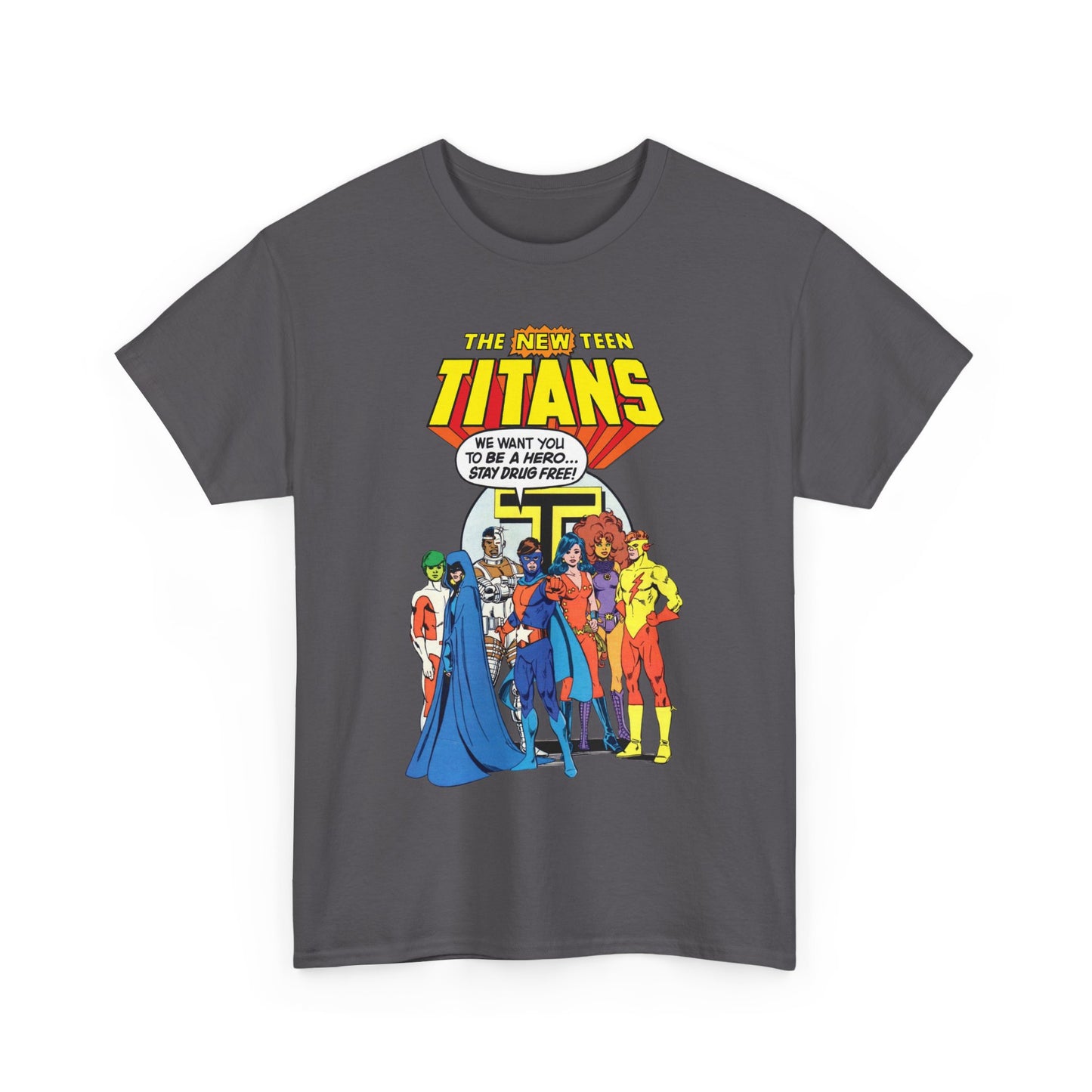 New Teen Titans T-Shirt - 1980s DC Comics Drug Awareness Specials - Protector, Starfire, Cyborg, Wonder Girl, Raven