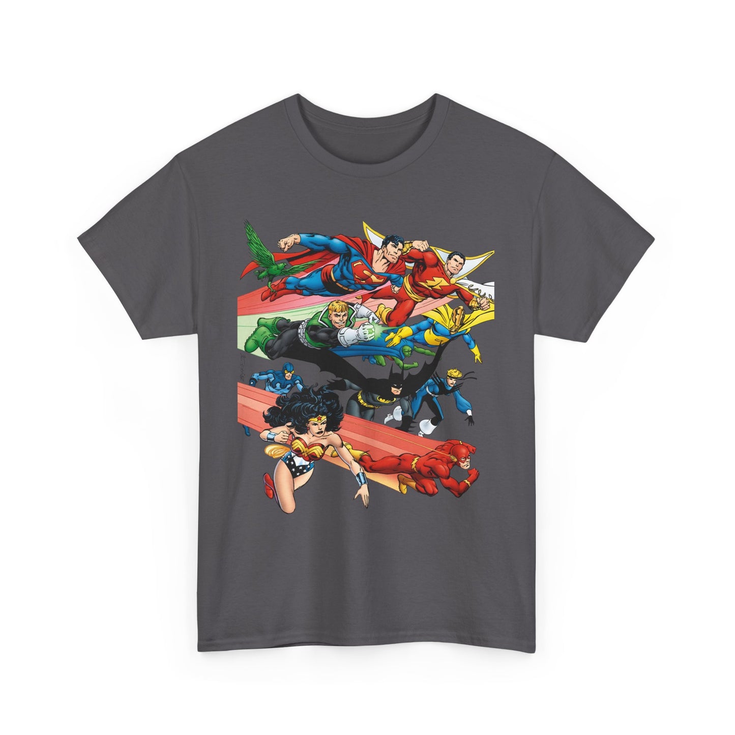 DC Legends T-Shirt - John Byrne Art - Superman, Dr Fate, Blue Beetle, Wonder Woman, Black Canary, Guy Gardner - DC Comics