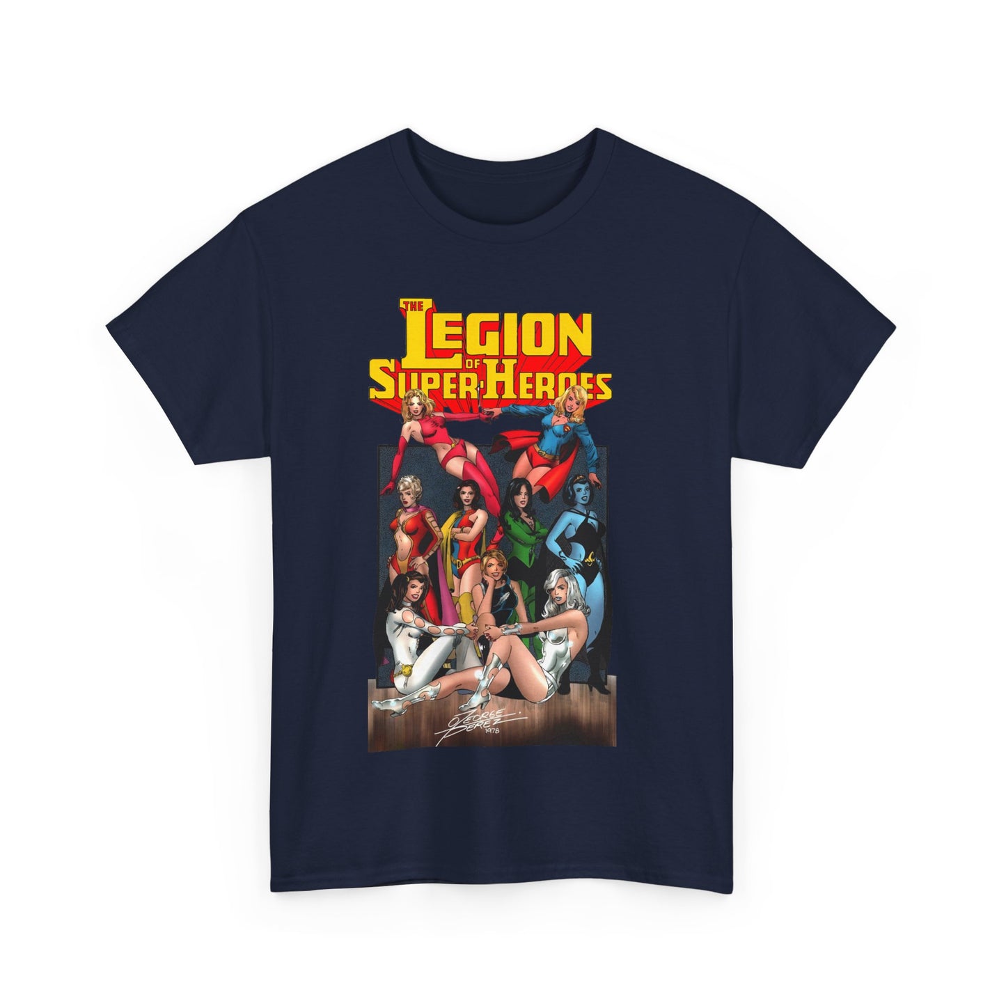Legion of Super-Heroes T-Shirt - George Perez Art - Saturn Girl, Supergirl, Dream Girl, Shadow Lass, Phantom Girl - The Super Woman of LOSH - DC Comics