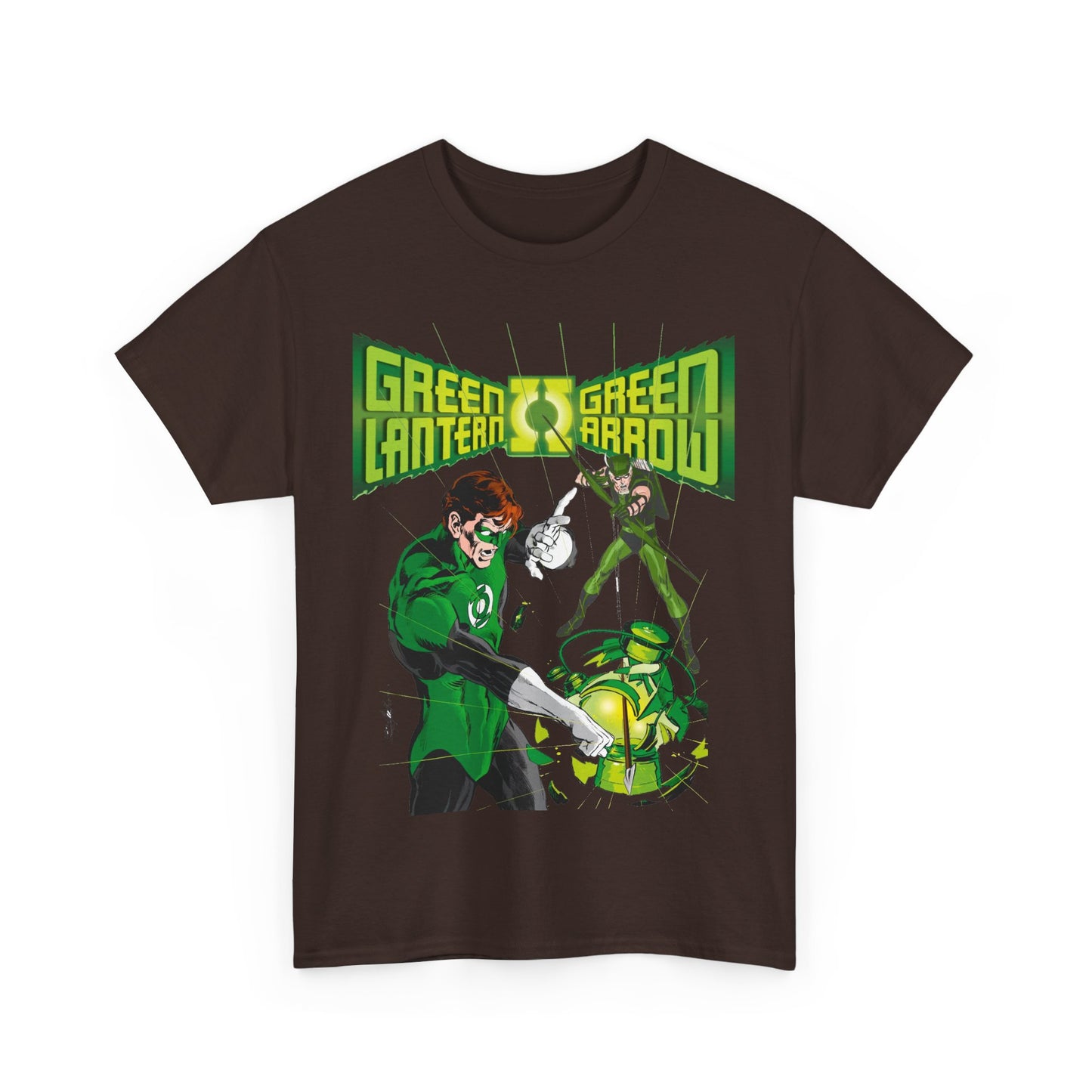 Green Lantern & Green Arrow T-Shirt - Neal Adams Art - Hal Jordan & Oliver Queen - Justice League Members - 1970s DC Comics