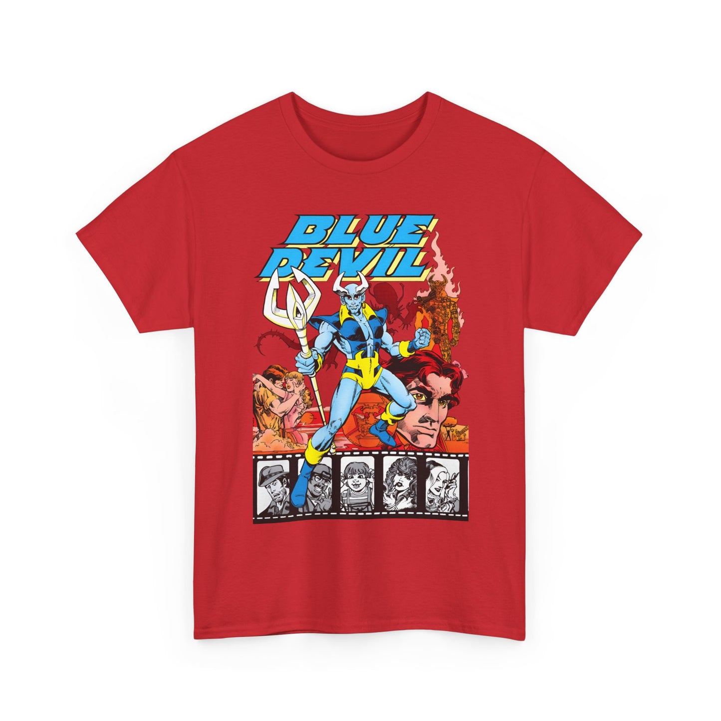 Blue Devil T-Shirt - Dan Mishkin, Gary Cohn, & Paris Cullins - Dan Cassidy, Hollywood Stuntman - 1980s DC Comics Series