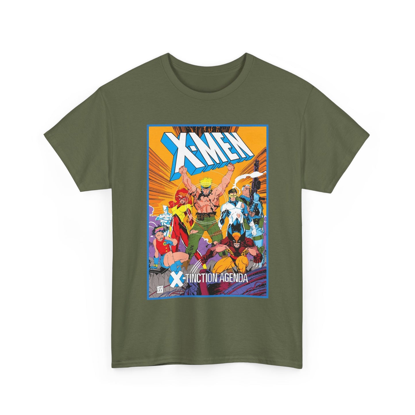 Uncanny X-Men T-Shirt - Jim Lee Art - Wolverine, Cyclops, Jean Grey, Cable, Iceman, Havok, Jubilee - X-Tinction Agenda - Marvel Comics