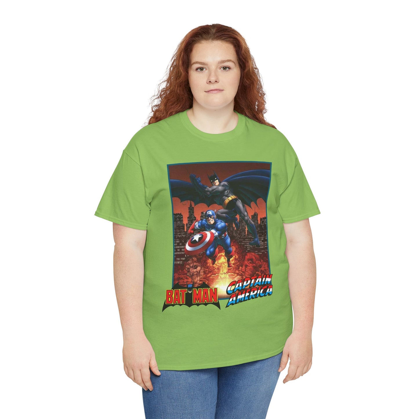 Batman & Captain America T-Shirt - John Byrne Art - Joker & Red Skull - Marvel & DC Comics Crossover Art