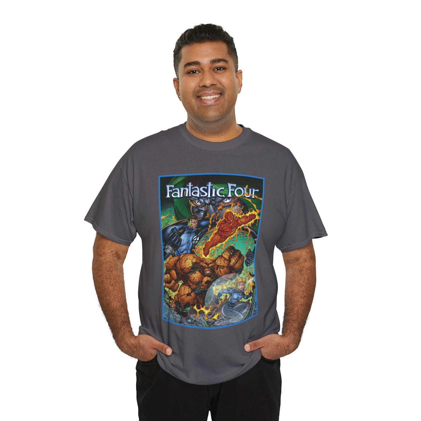 Fantastic Four T-Shirt - Jim Lee Art - The Thing, Human Torch, Reed Richards, Invisible Woman - Marvel Comics - Heroes Reborn