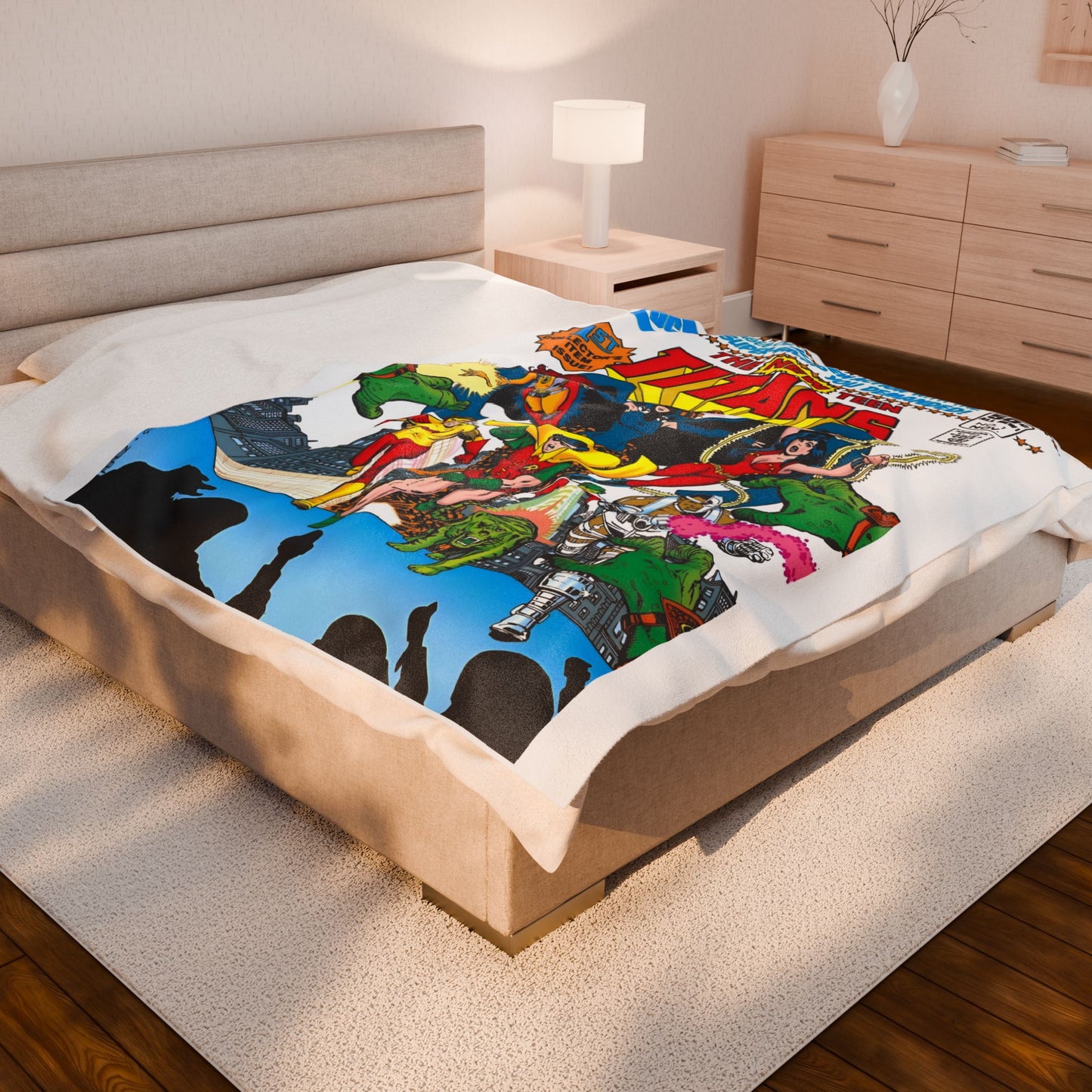 New Teen Titans Velveteen Plush Blanket 60x80" - George Perez Art - DC Comics - Robin, Wonder Girl, Cyborg, Raven, Starfire