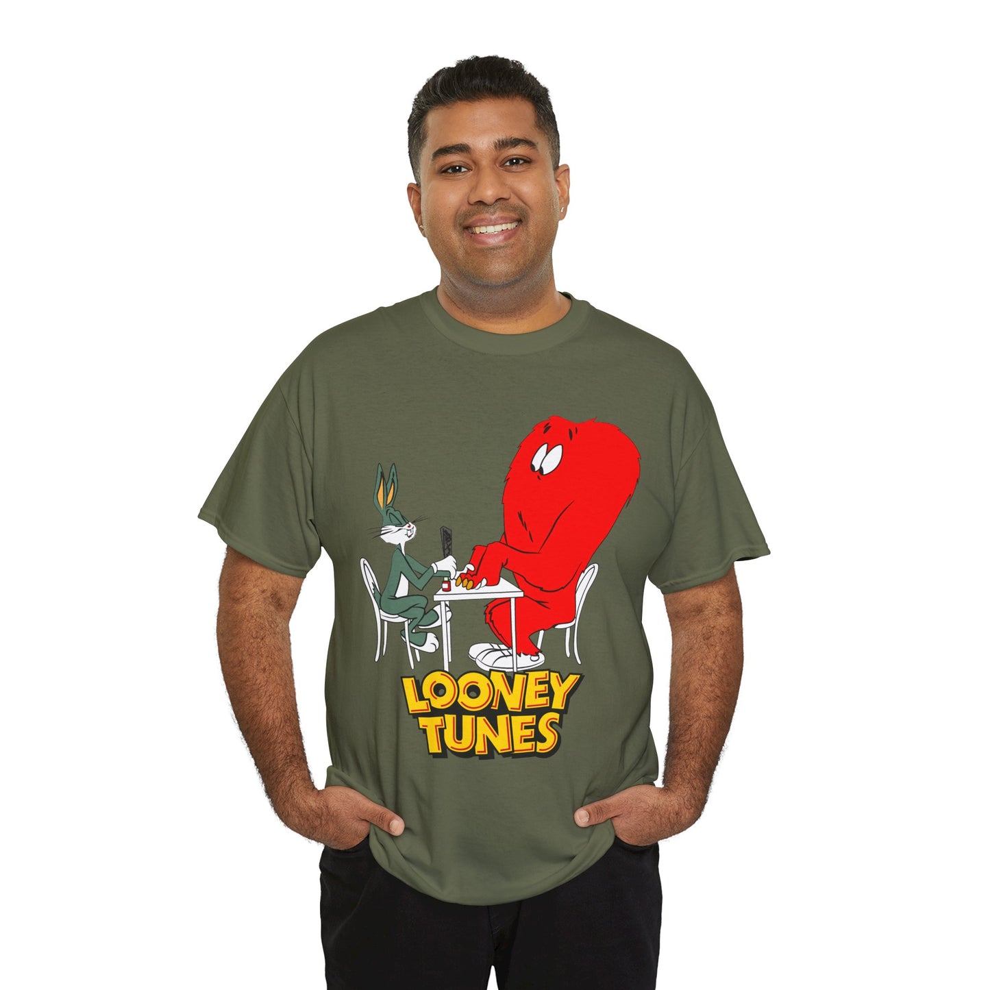 Bugs Bunny & Gossamer T-Shirt - Looney Tunes Cartoon - Popular Halloween Monster Getting a Manicure - Funny, Humorous Image