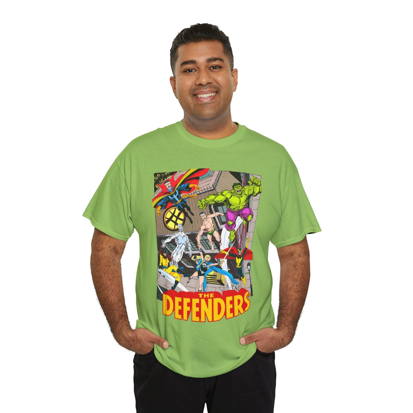 Defenders T-Shirt - John Byrne Art - Marvel Comics - Dr Strange, Nighthawk, Hulk