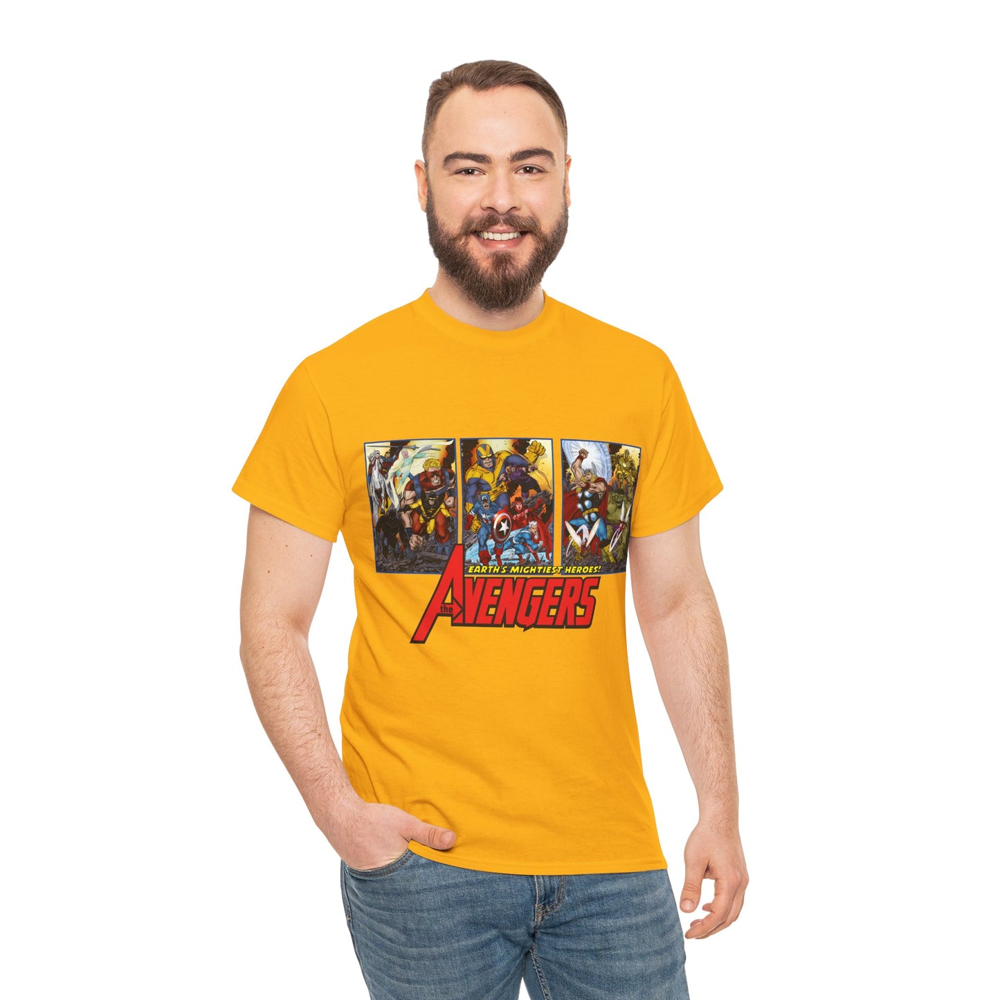 Avengers T-Shirt - John Byrne Art - Thor, Captain America, Iron Man, Hulk, Scarlet Witch, Wasp, Quicksilver, The Black Knight - Marvel Comics