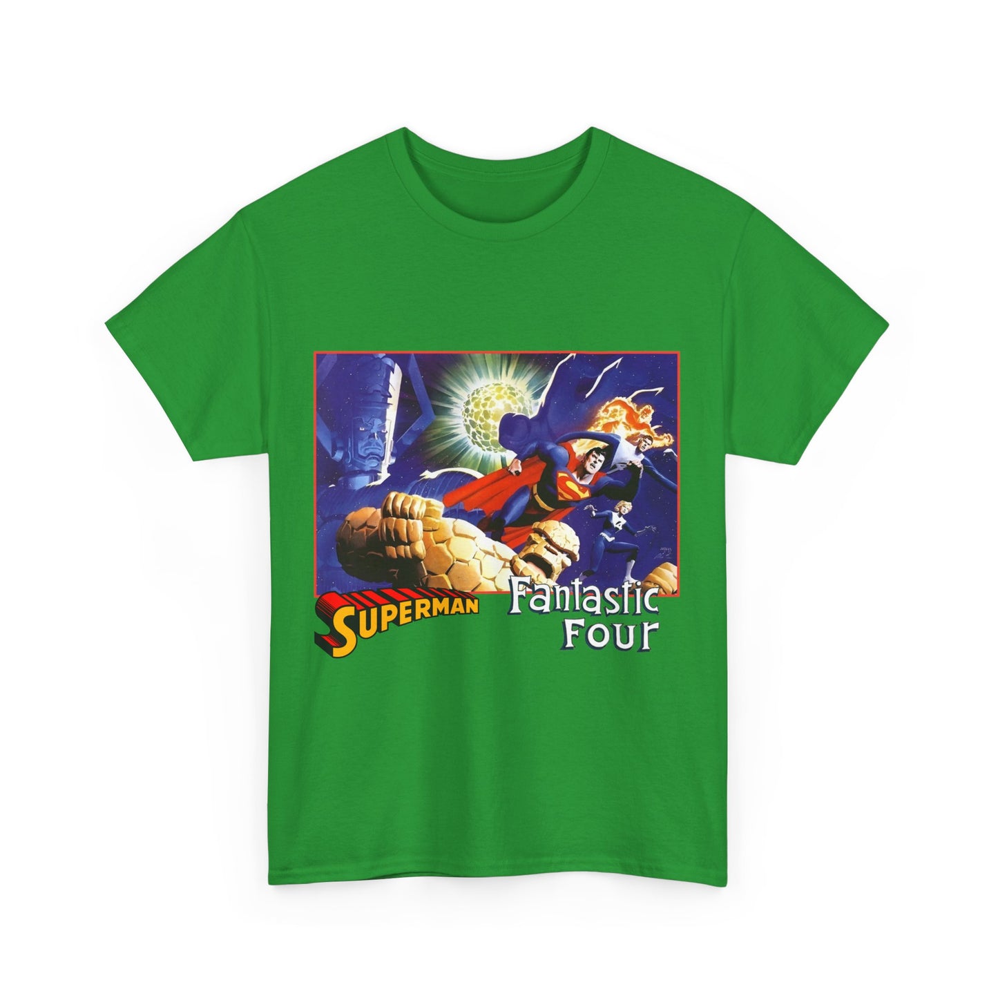 Superman & Fantastic Four T-Shirt - Marvel, DC Comics - Alex Ross, Dan Jurgens - 1990s Crossover Vs Galactus