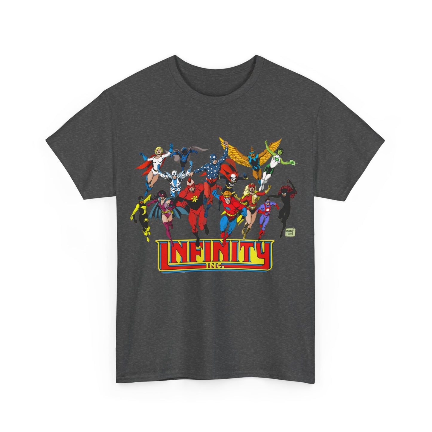 Infinity Inc Shirt - Tom Grummett Art - Jade, Obsidian, Huntress, Power Girl, Fury, Silver Scarab, Wildcat, Star-Spangled Kid - JSA Successors - DC Comics