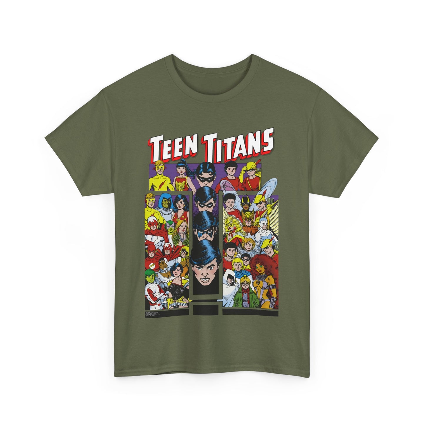 Teen Titans T-Shirt - George Perez Art - Wonder Girl, Bumblebee, Kid Flash, Starfire, Cyborg, Raven, Lilith, Flash, Hawn & Dove, Robin - DC Comics