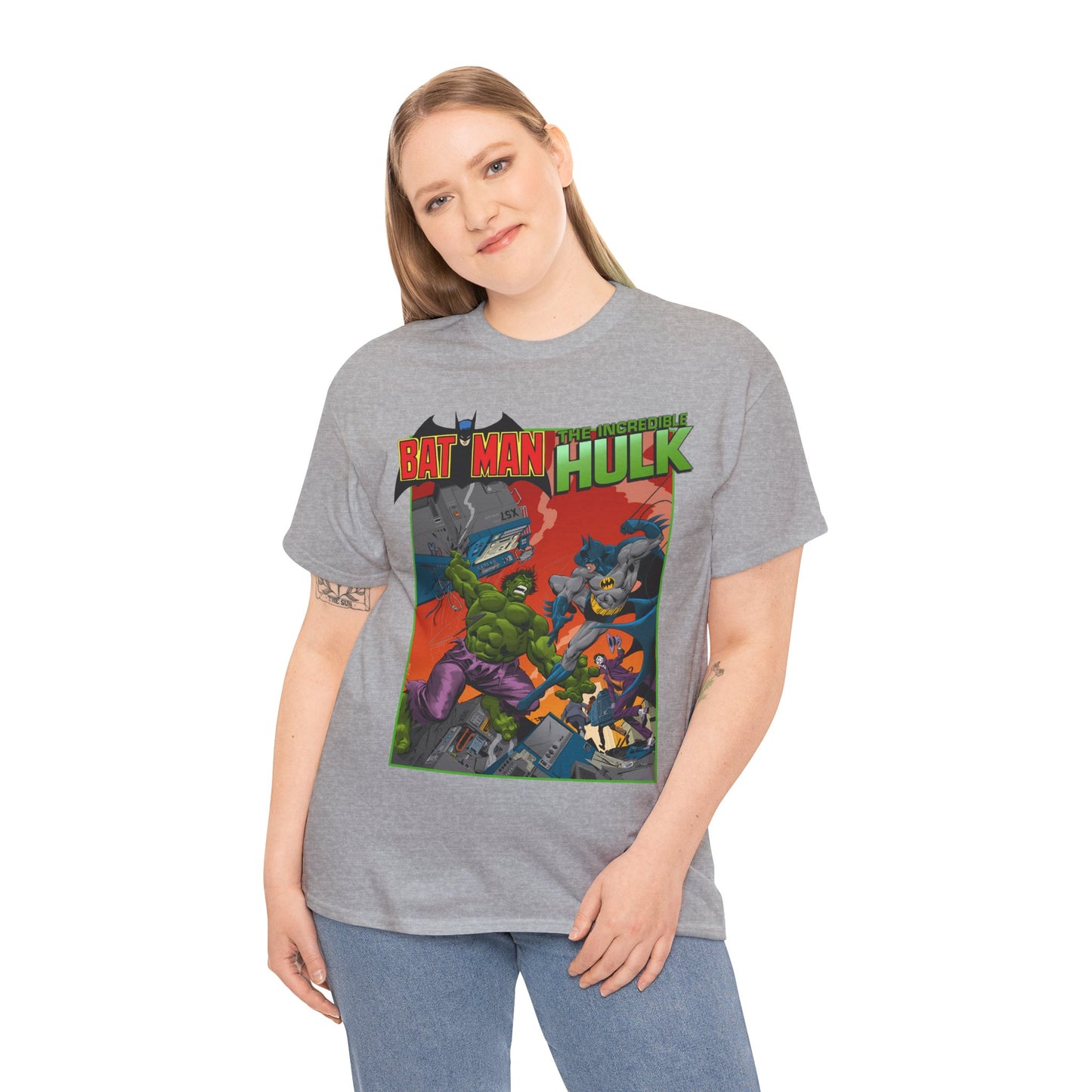 Batman Vs Incredible Hulk T-Shirt - DC Comics & Marvel - Joker - 1970s Team-Up