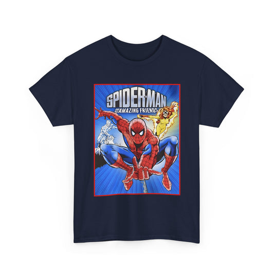 Spider-Man & His Amazing Friends T-Shirt - Firestar, Iceman - Popular 1980s Saturday Morning Cartoon - Marvel Comics