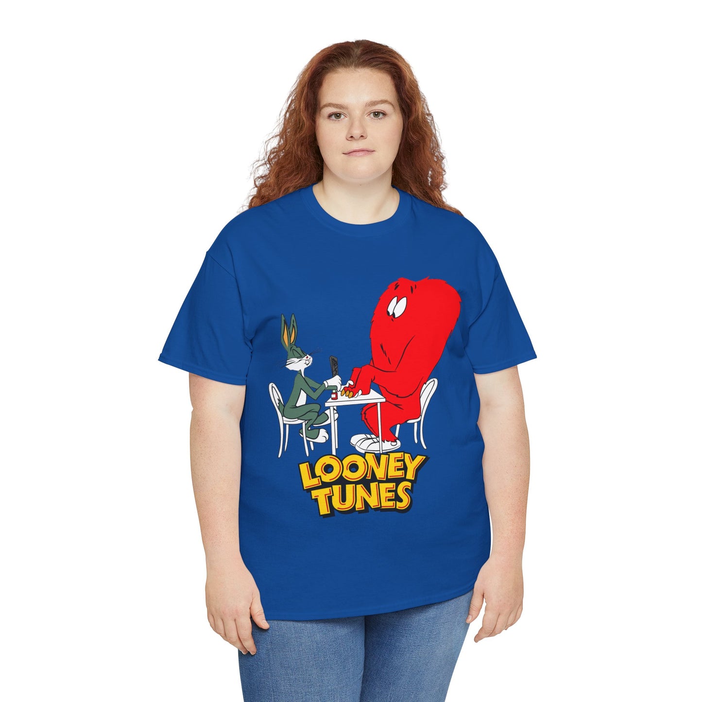 Bugs Bunny & Gossamer T-Shirt - Looney Tunes Cartoon - Popular Halloween Monster Getting a Manicure - Funny, Humorous Image