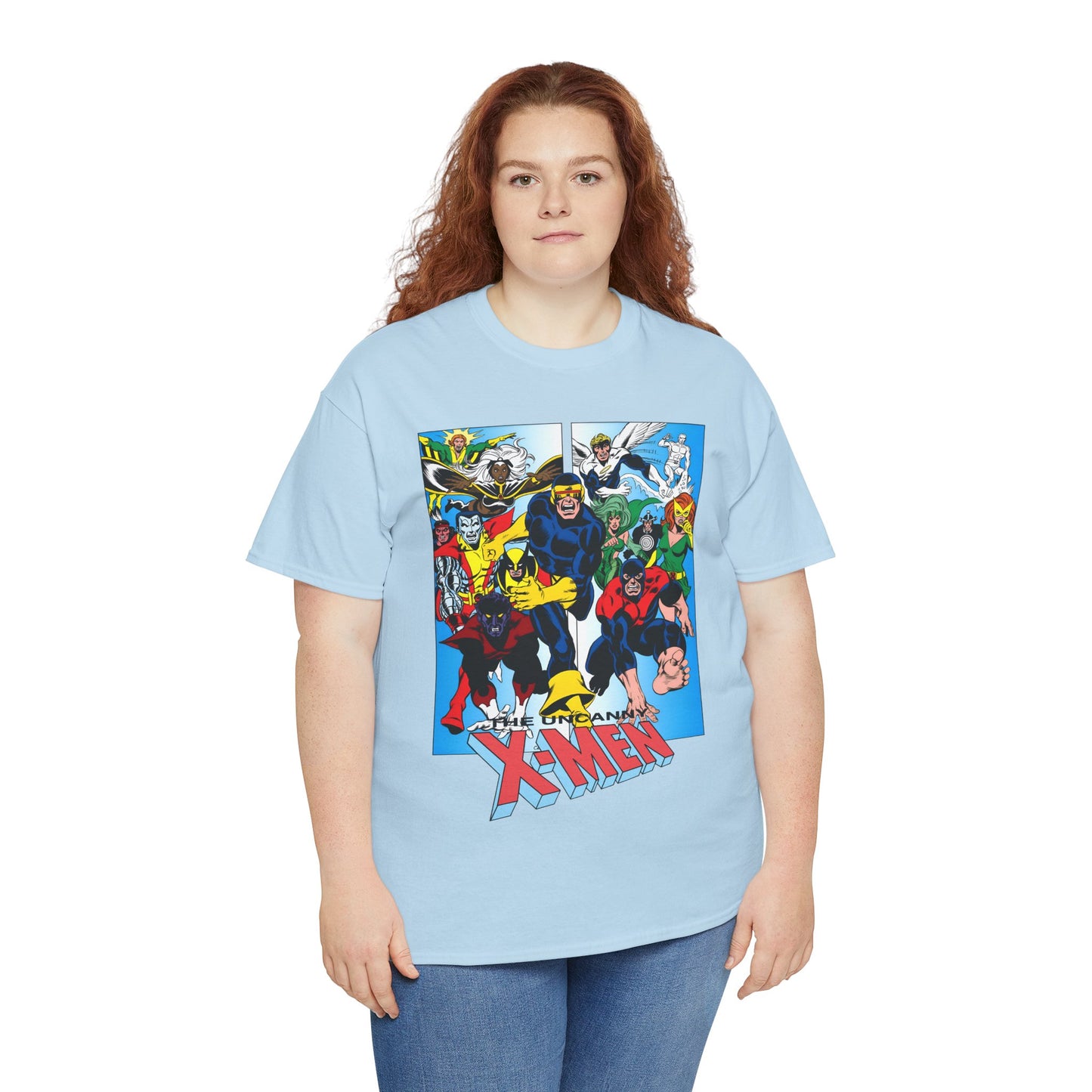 Uncanny X-Men T-Shirt - Classic Dave Cockrum Art - Popular Marvel Comics Series - Wolverine, Storm, Cyclops, Nightcrawler, Jean Grey, Iceman, Banshee, Beast