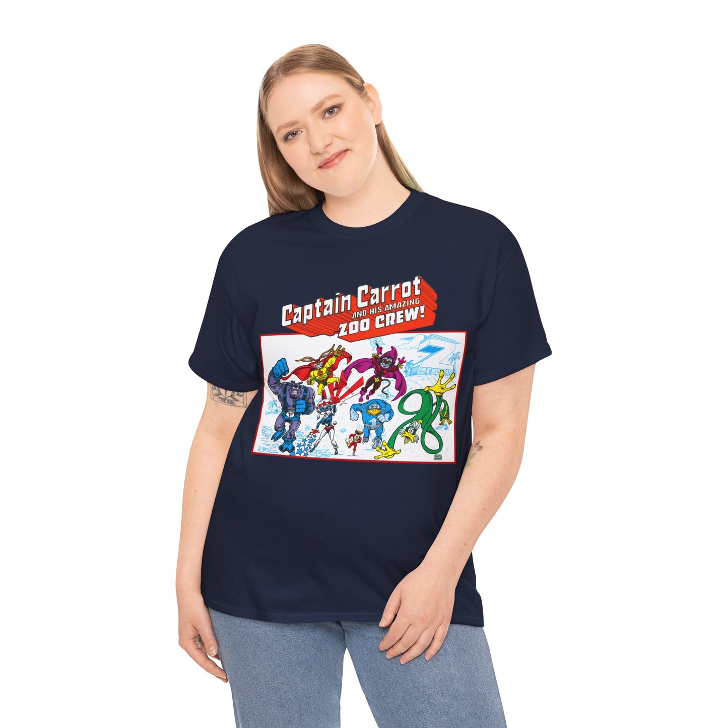 Captain Carrot & His Amazing Zoo Crew T-Shirt - DC Comics Series - Funny Animal Retro 1980s - Pig-Iron, Yankee Poodle, Rubberduck