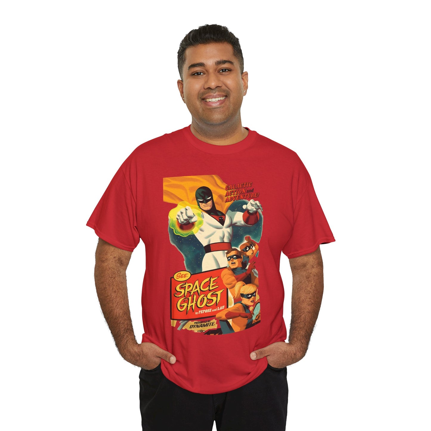 Space Ghost T-Shirt - Frank Cho Art - Jan, Jace & Blip - Movie Poster Style Artwork - Alex Toth Creation - Hanna-Barbera Cartoon