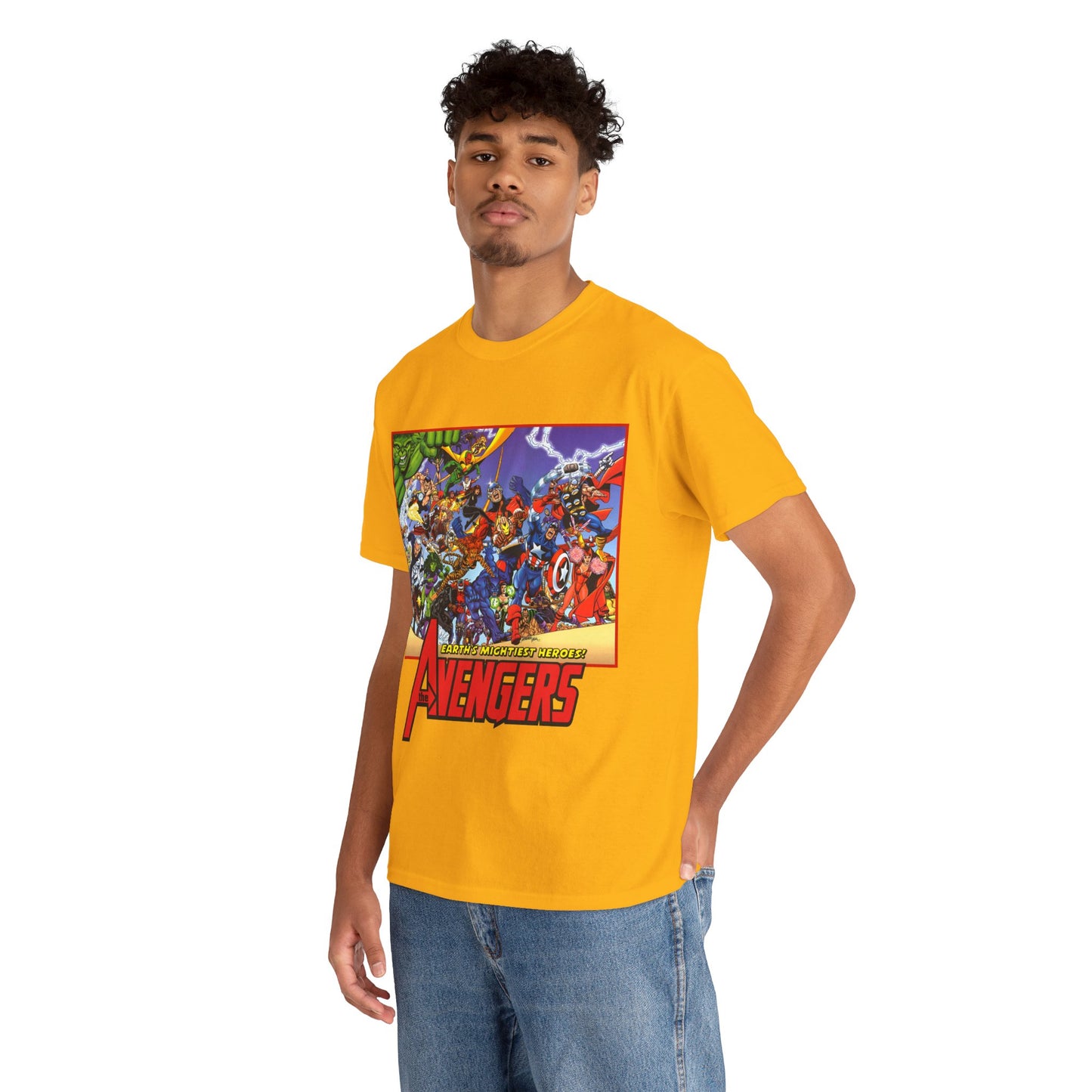 Avengers T-Shirt - George Perez Art - Marvel Comics - Captain America, Iron Man, Thor, She-Hulk, Hawkeye, Vision, Quicksilver - Classic Cover
