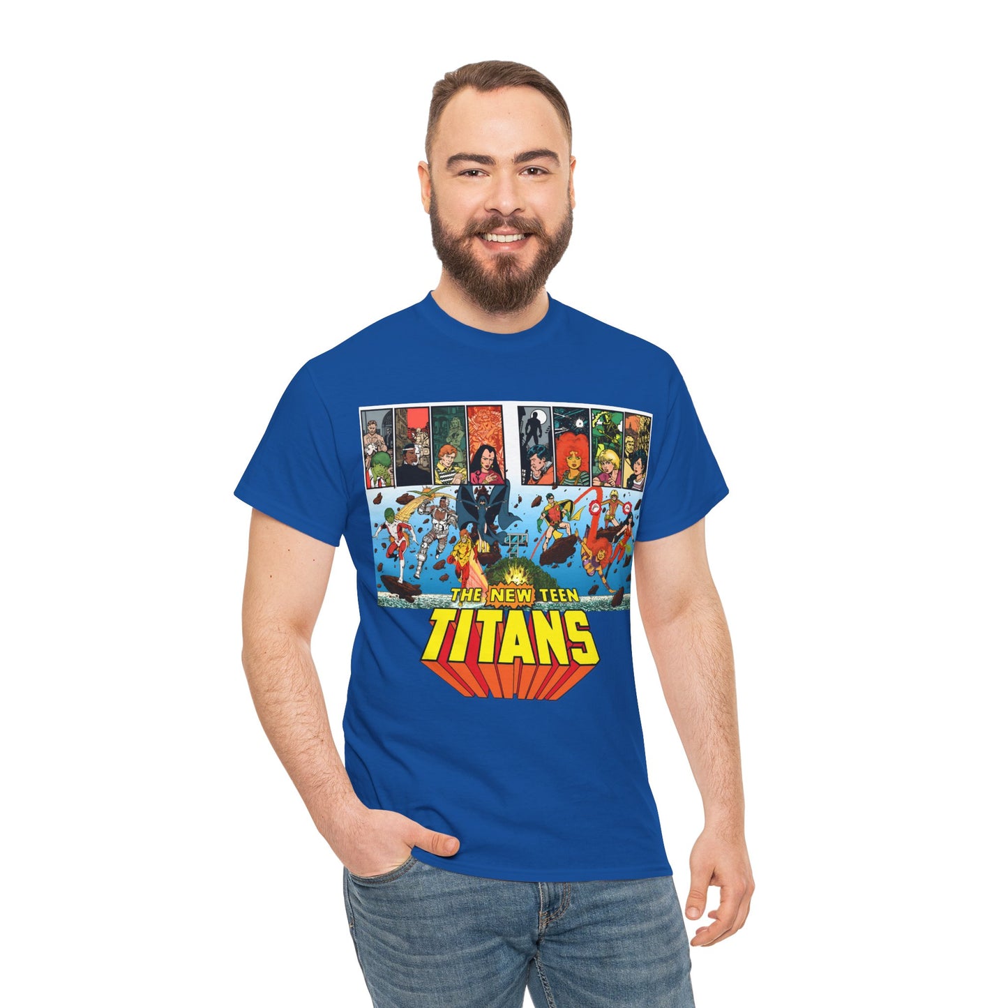 New Teen Titans T-Shirt - George Perez Art - Robin, Wonder Girl, Cyborg, Raven, Starfire, Kid Flash - DC Comics
