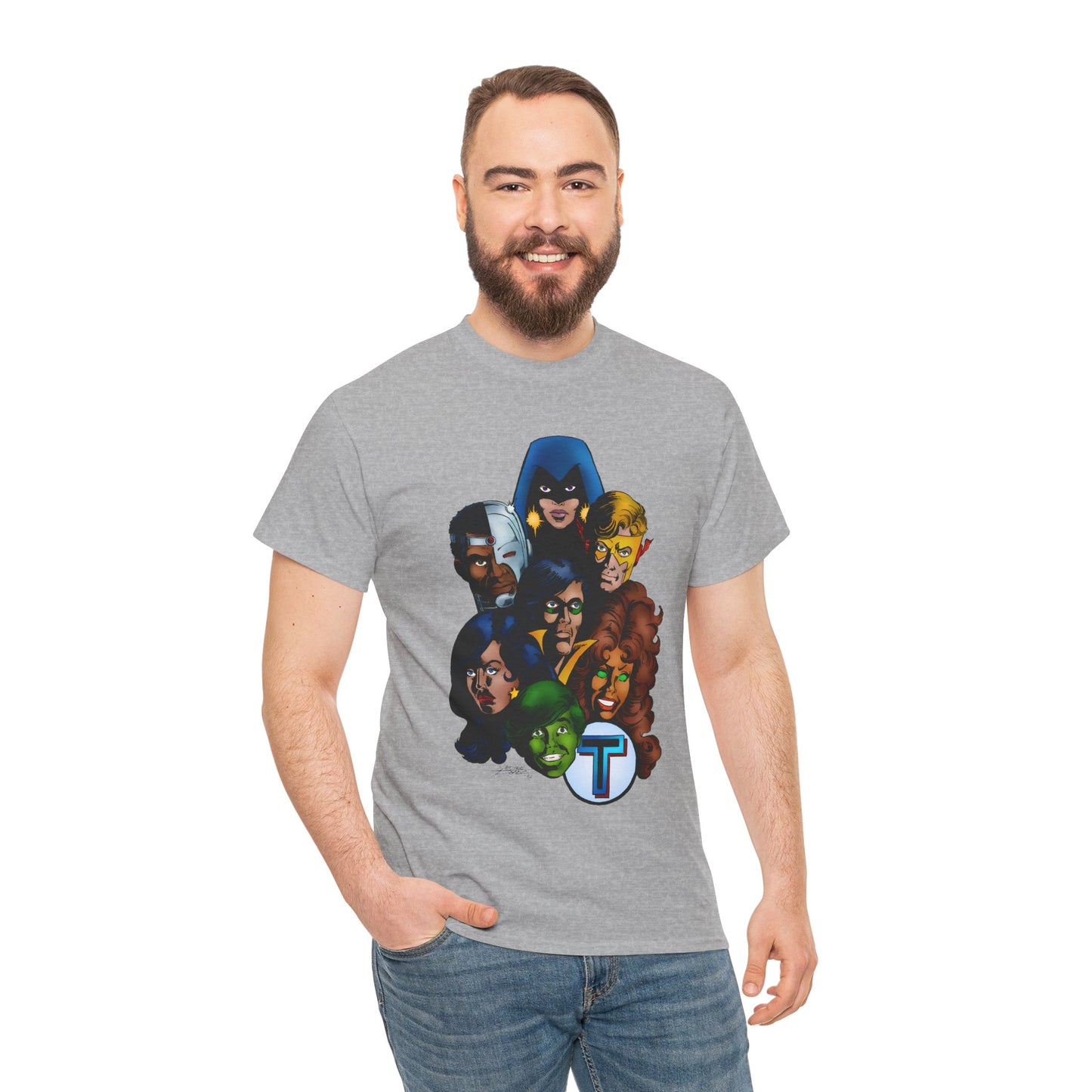 New Teen Titans T-Shirt - George Perez Art - Robin, Wonder Girl, Cyborg, Raven, Starfire, Kid Flash - DC Comics