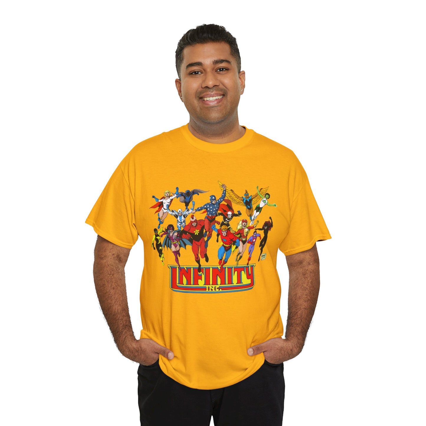 Infinity Inc Shirt - Tom Grummett Art - Jade, Obsidian, Huntress, Power Girl, Fury, Silver Scarab, Wildcat, Star-Spangled Kid - JSA Successors - DC Comics